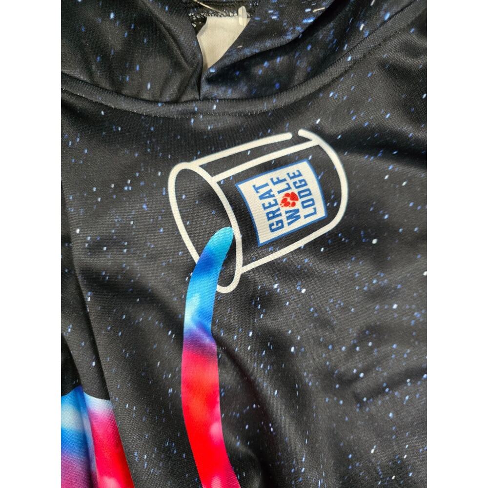 Great Wolf Lodge Kids Sz XL Hoodie Tie Dye Paint Can Wolf Print Rainbow - Picture 4 of 6